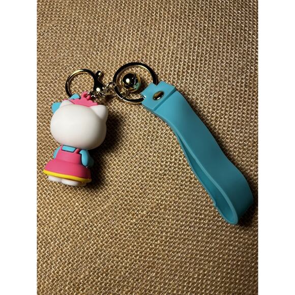 Hello Kitty (Sale in Japan Only) Teal Silicone Wristlet Key Chain & Jingle Bell - Picture 5 of 9